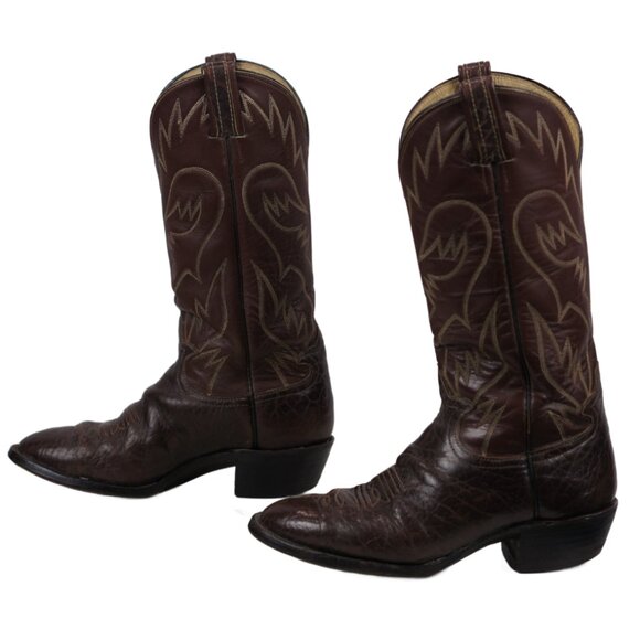 Hondo Brown Leather Cowboy Western Boots Retro Stitch Vintage US Made Men 7.5 EE - Picture 6 of 11